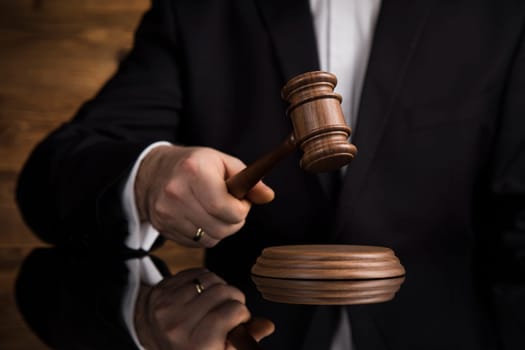 Justice and law concept. Male judge in a courtroom