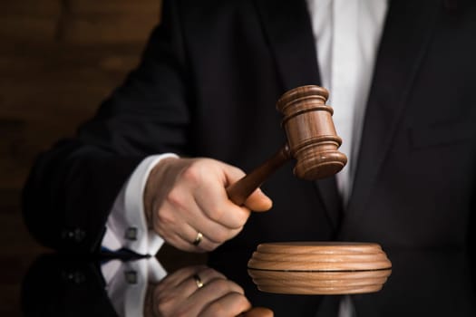 Justice and law concept. Male judge in a courtroom