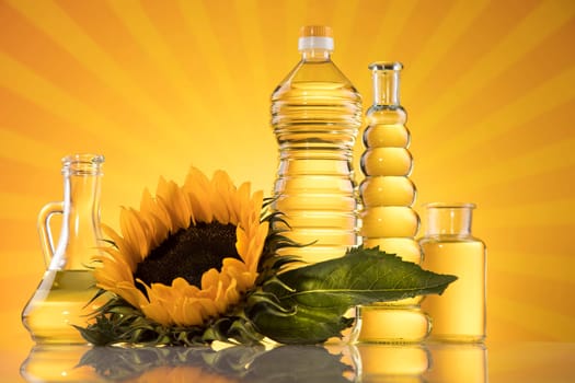 Sunflower oil, Cooking oils, bottles  background