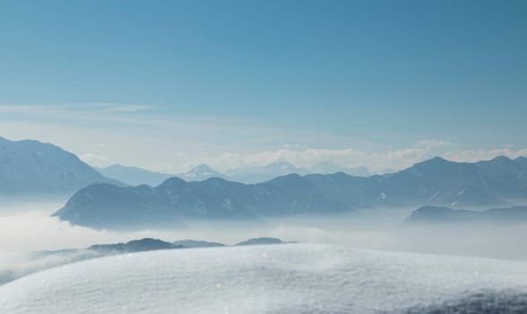 Beautiful winter nature landscape, amazing mountain view