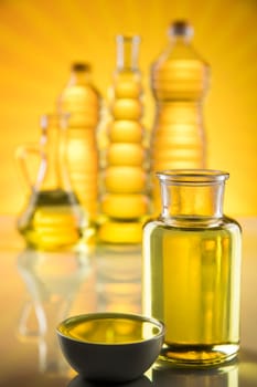 Healthy oil from rapeseed oil. Cooking oils in bottle