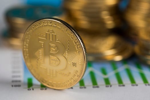 Bitcoins and new virtual money concept, financial chart