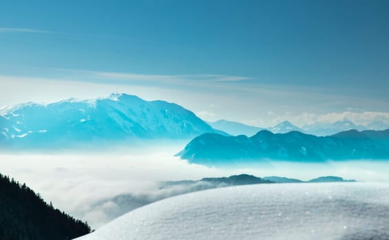 Space for your text, Wintr scene, amazing mountain view