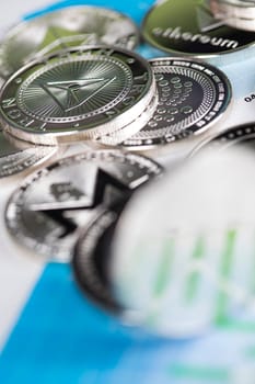 Litecoin, etherium,bitcoin virtual currency background
