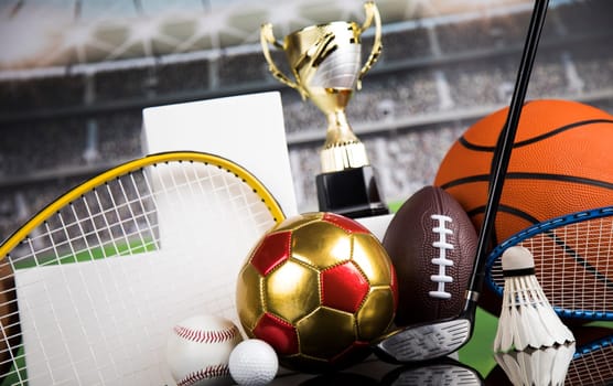 Podium for sports awards, equipment and balls