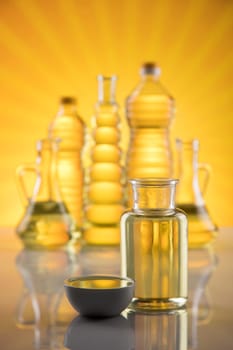 Healthy oil from rapeseed oil. Cooking oils in bottle