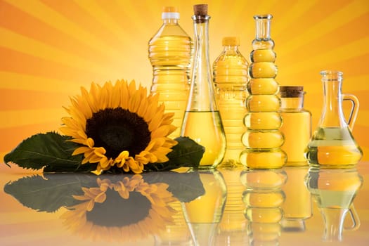 Sunflower oil, Cooking oils, bottles  background