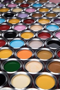 Colorful paint cans set, Painting background