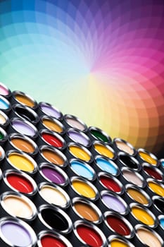 Colorful paint cans set, Painting background