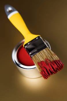 Paint can and paintbrush, Rainbow colors