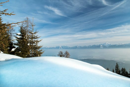 Space for your text, Wintr scene, amazing mountain view