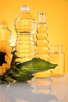 Sunflower oil, Cooking oils, bottles  background
