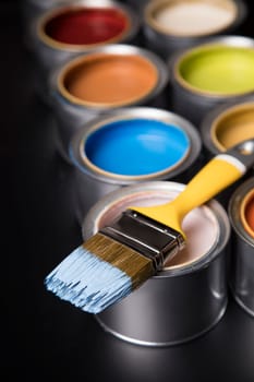 Paint can and paintbrush, Rainbow colors