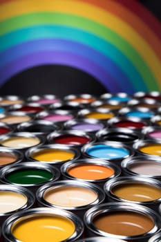 Colorful paint cans set, Painting background