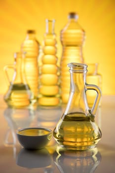 Healthy oil from rapeseed oil. Cooking oils in bottle