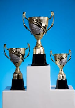 Podium for sports awards, equipment and balls