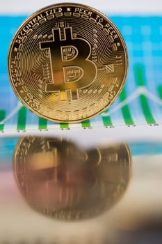 Bitcoins and new virtual money concept, financial chart