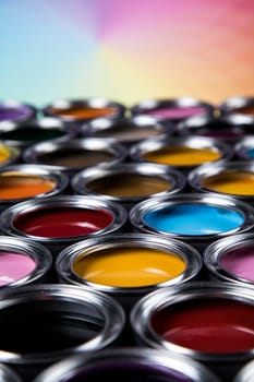 Rainbow colors, Open cans of paint