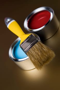 Paint can and paintbrush, Rainbow colors