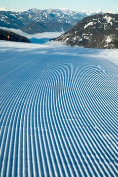 Winter view in the mountains, ski resort