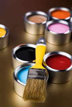 Paint can and paintbrush, Rainbow colors