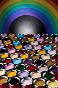 Colorful paint cans set, Painting background