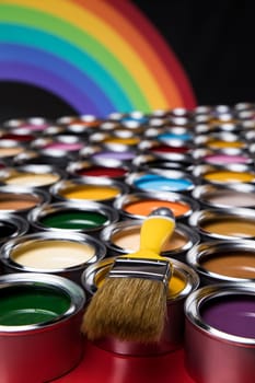 Paint can and paintbrush, Rainbow colors