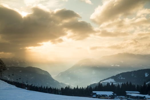 View of beautiful Winter mountain landscape