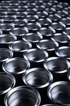 reativity concept group of tin metal cans with color paint