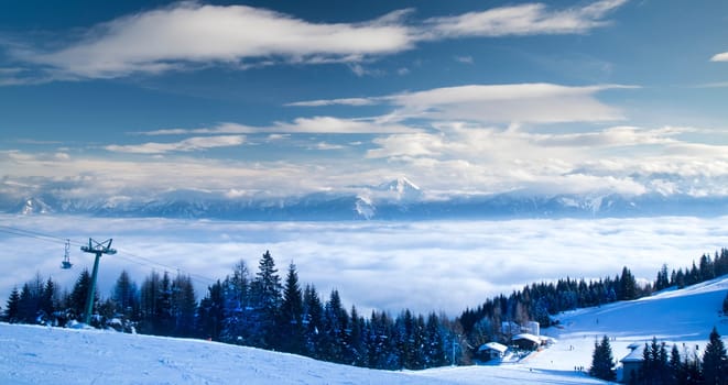 View of beautiful Winter mountain landscape