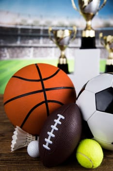 Podium for sports awards, equipment and balls