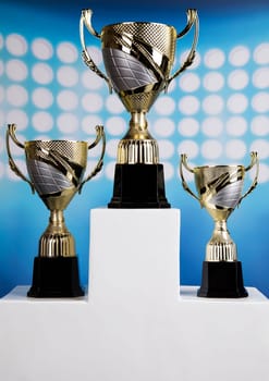 Podium for sports awards, equipment and balls