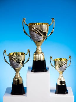 Podium for sports awards, equipment and balls