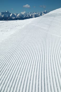 Winter view in the mountains, ski resort