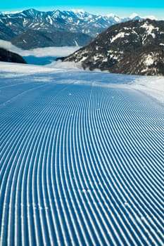 Winter view in the mountains, ski resort