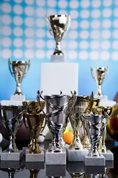 Podium for sports awards, equipment and balls