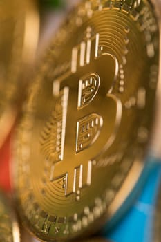 Bitcoins and new virtual money concept, financial chart