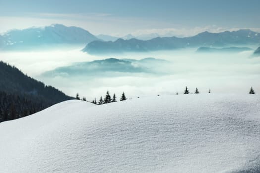 Mountains and winter space for your text