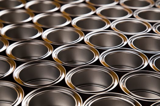 reativity concept group of tin metal cans with color paint