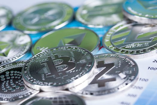 Litecoin, etherium,bitcoin virtual currency background