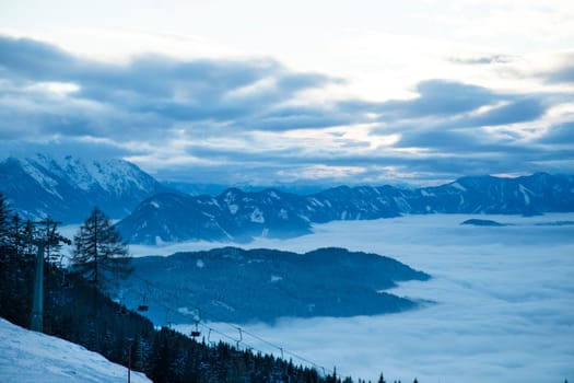 View of beautiful Winter mountain landscape