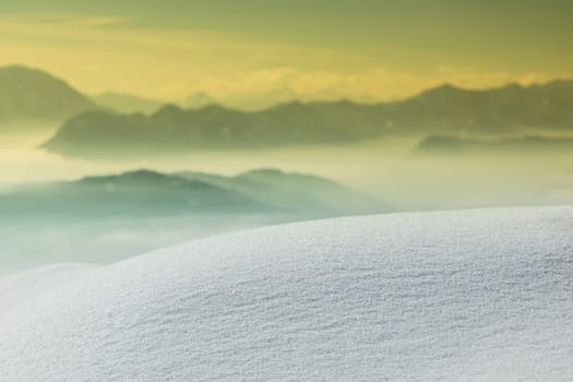 Mountains and winter space for your text