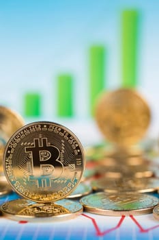 Gold Bitcoin on the background of the chart