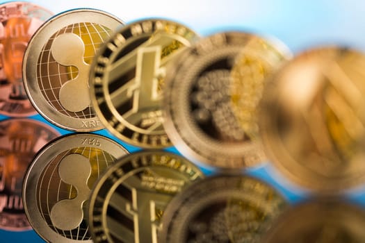 Litecoin, etherium,bitcoin virtual currency background