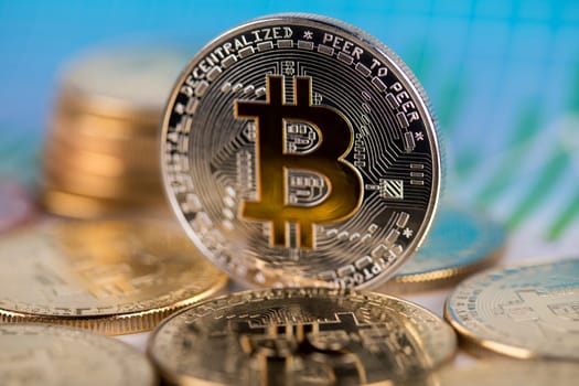 Bitcoins and new virtual money concept, financial chart