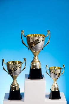 Podium for sports awards, equipment and balls