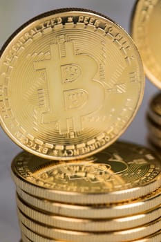 Bitcoins and new virtual money concept, financial chart