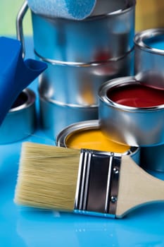 Paint can and paintbrush, Rainbow colors