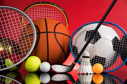 Trophy cup and sport ball background