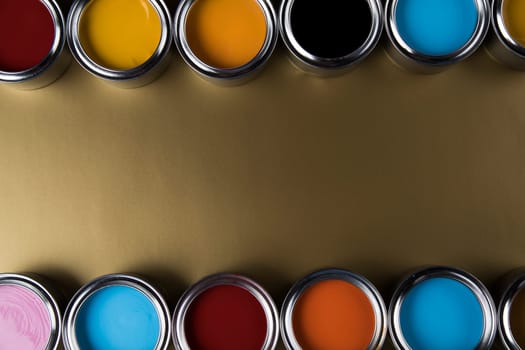 Colorful paint cans set, Painting background